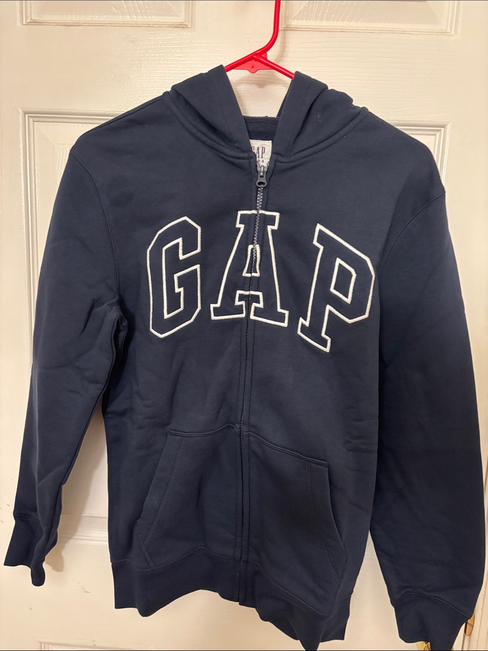 GAP Boys Navy sweatshirt zip Hoodie with White Logo 14-16